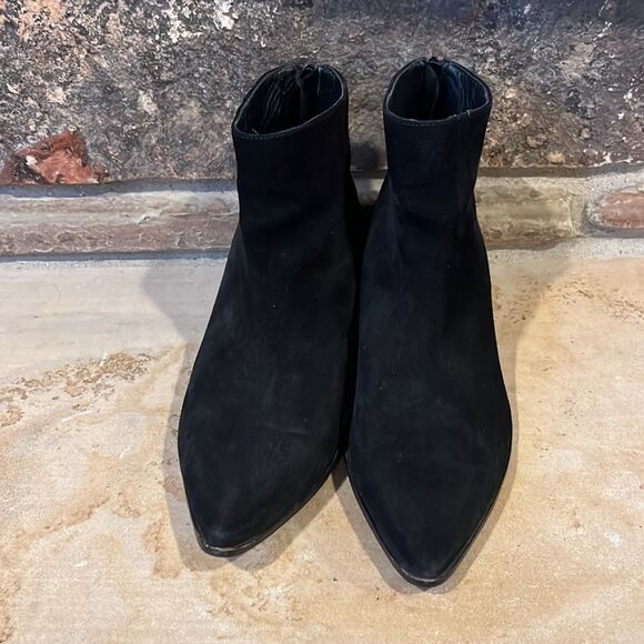 Oak Black Suede Point Toe Ankle Boots - Picture 2 of 9